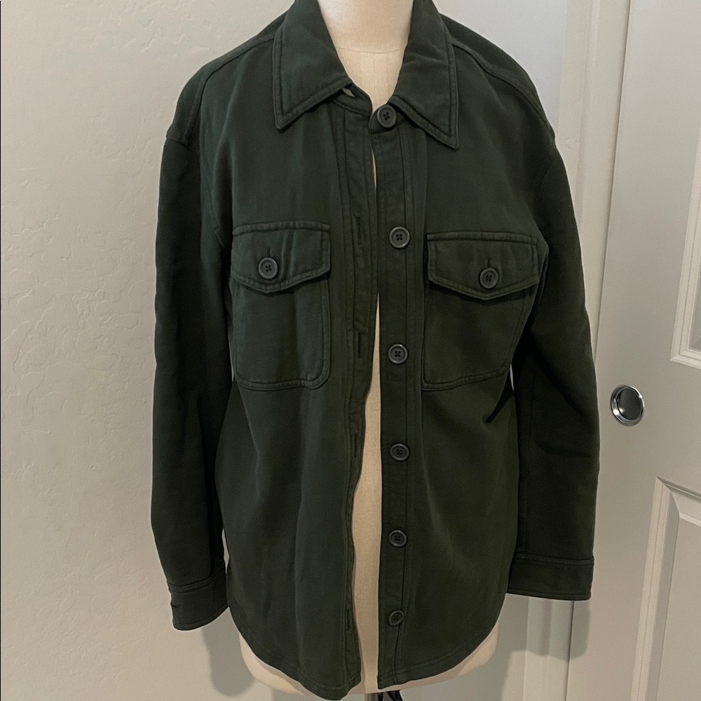 Good American Dark Green Shirt Jacket